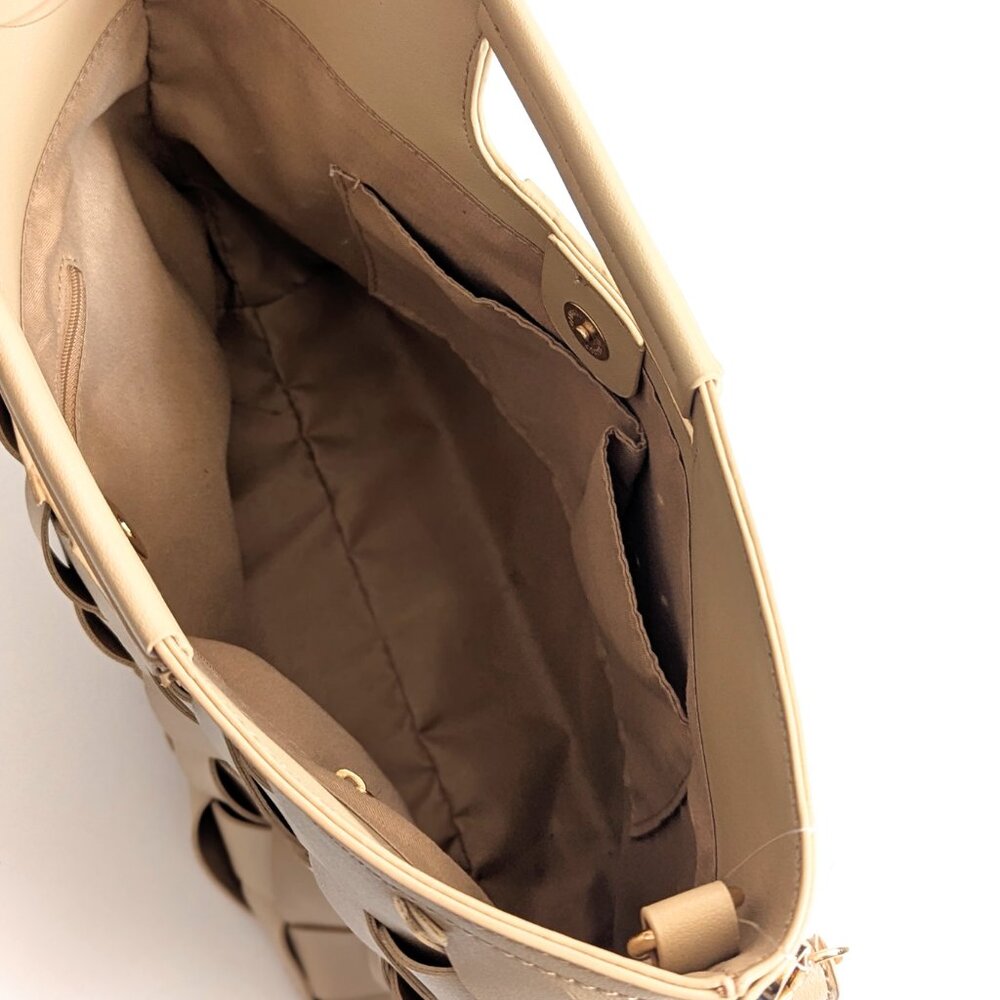 NWT Lulus Dream Weaver Beige Woven Handbag Crossbody Convertible Tote - Picture 9 of 11